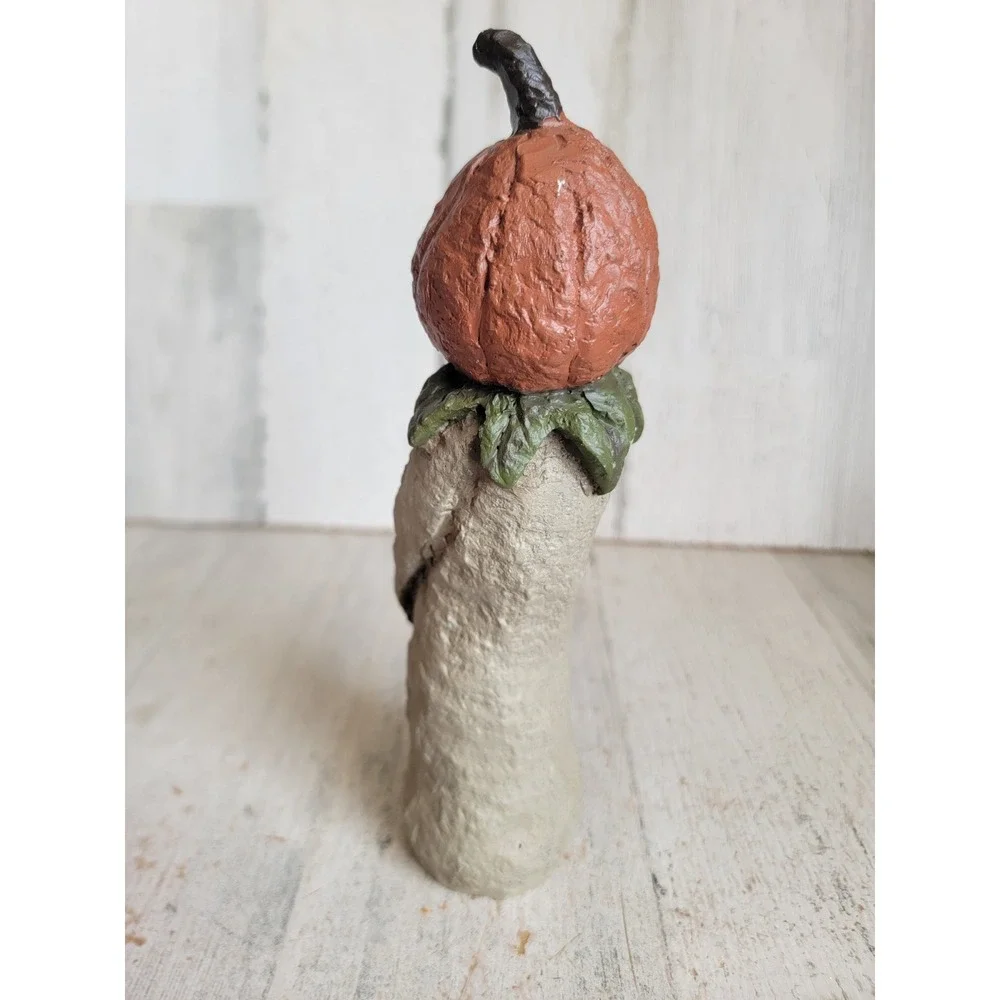 Vintage shabby chic pumpkin man folk art figure Halloween home decor